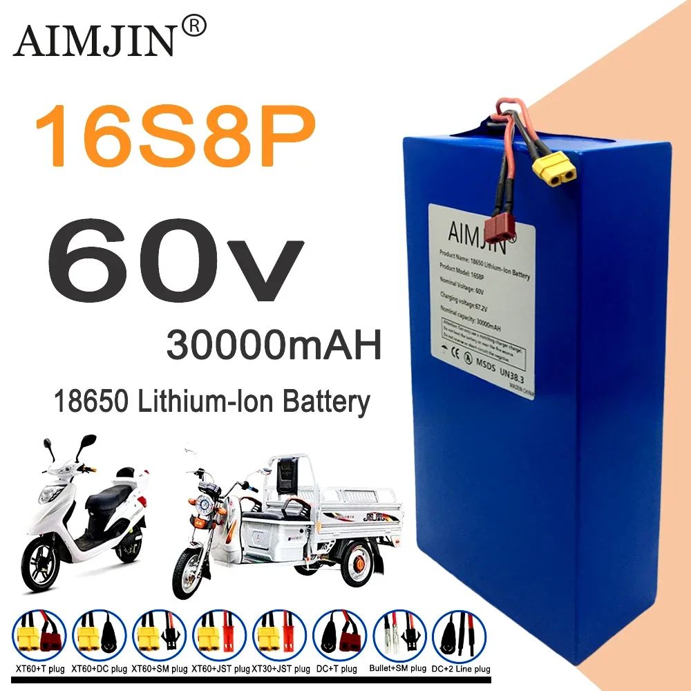 60V 30Ah Electric Scooter Battery - Baterai Lithium 16S8p 1000-3000W Baru 60V