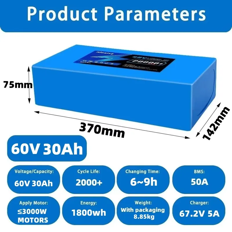   Paket Baterai Lithium 60V 20 - 60V 30Ah Electric Scooter Battery ulasan dan harga